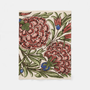 Carnation Flower Tile Antique Rustic Art Fleece Blanket