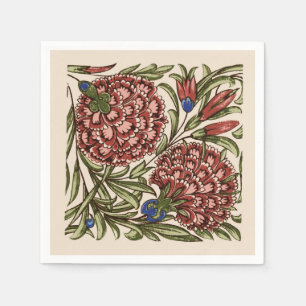 Carnation Flower Tile Antique Rustic Art Napkin