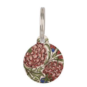 Carnation Flower Tile Antique Rustic Art Pet Tag