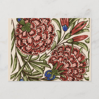 Carnation Flower Tile Antique Rustic Art Postcard