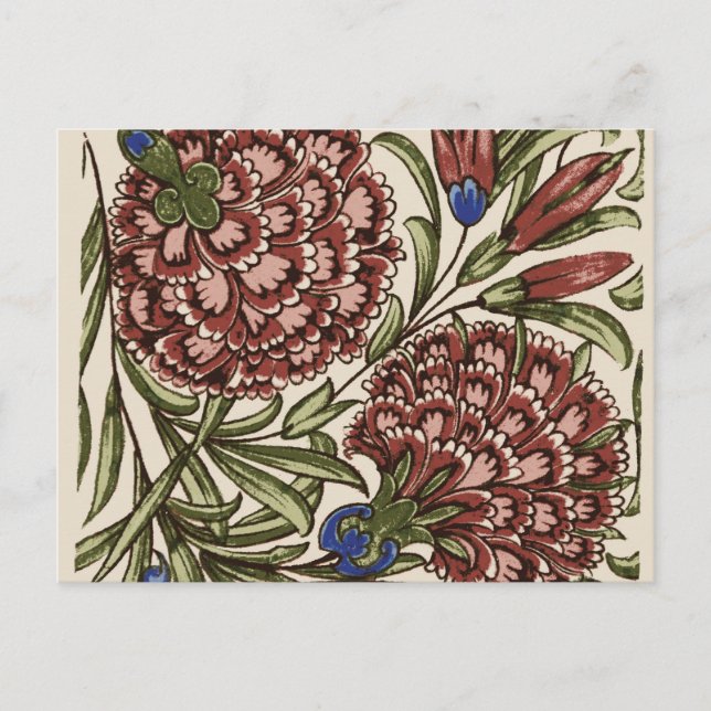 Carnation Flower Tile Antique Rustic Art Postcard (Front)