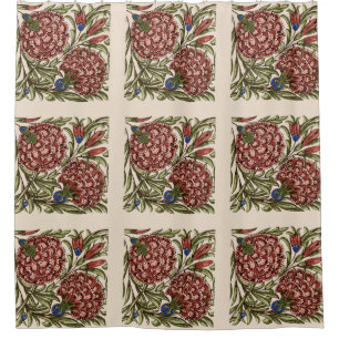 Carnation Flower Tile Antique Rustic Art Shower Curtain