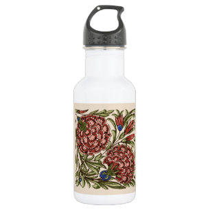 Carnation Flower Tile Antique Rustic De Morgan Art 532 Ml Water Bottle