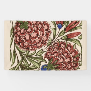 Carnation Flower Tile Antique Rustic De Morgan Art Banner