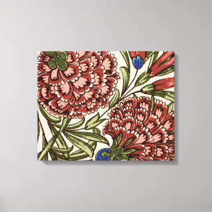 Carnation Flower Tile Antique Rustic De Morgan Art Canvas Print