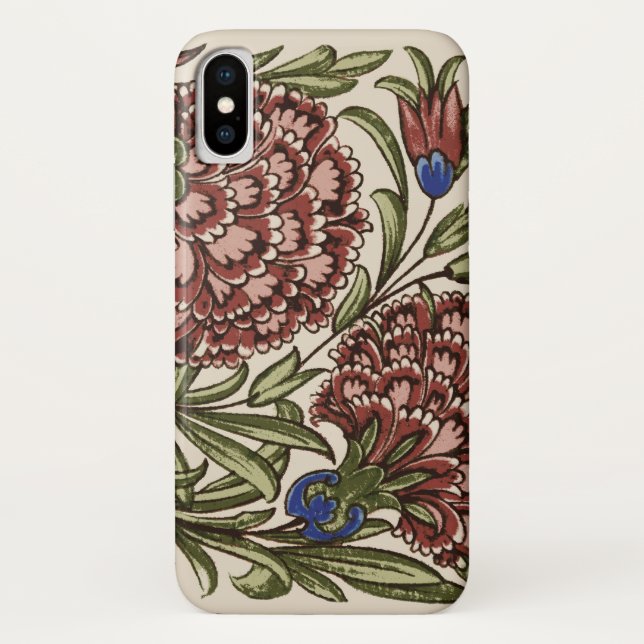 Carnation Flower Tile Antique Rustic De Morgan Art Case-Mate iPhone Case (Back)
