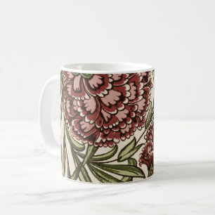 Carnation Flower Tile Antique Rustic De Morgan Art Coffee Mug