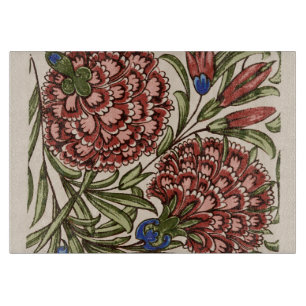 Carnation Flower Tile Antique Rustic De Morgan Art Cutting Board
