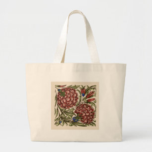 Carnation Flower Tile Antique Rustic De Morgan Art Large Tote Bag