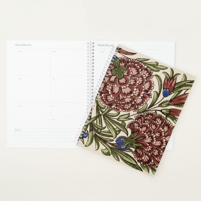 Carnation Flower Tile Antique Rustic De Morgan Art Planner (Display)