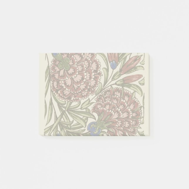 Carnation Flower Tile Antique Rustic De Morgan Art Post-it Notes (Front)