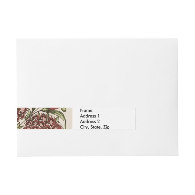 Carnation Flower Tile Antique Rustic De Morgan Art Wraparound Address Label (Front)