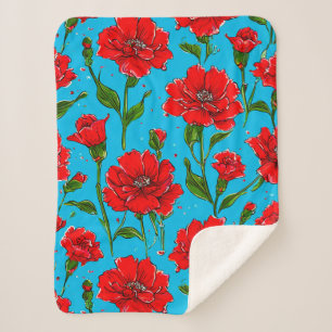 Carnation flowers sherpa blanket