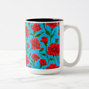 Carnation flowers Two-Tone coffee mug