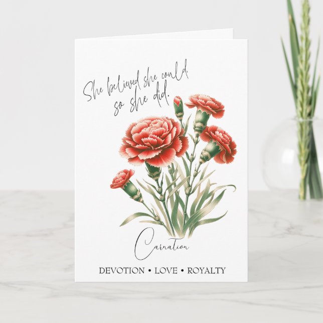 Carnation January Birth Flower Birthday Card (Front)