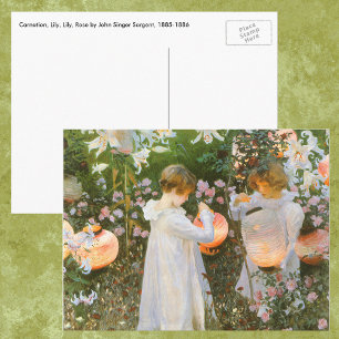 Carnation, Lily, Lily, Rose By John Singer Sargent Postcard