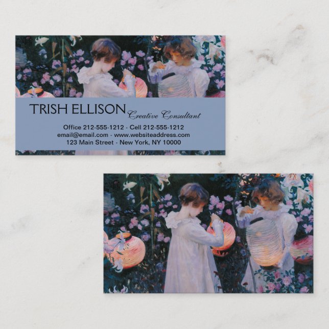 Carnation Lily Lily Rose John Singer Sargent Art Business Card (Front/Back)
