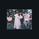 Carnation Lily Lily Rose John Singer Sargent Art Canvas Print<br><div class="desc">Carnation,  Lily,  Lily,  Rose - this classic painting is an oil painting that shows two children dressed in white,  lighting garden Chinese lanterns in an evening garden of pink roses,  yellow carnations and white lilies. American artist John Singer Sargent painted this in 1886,  in an impressionistic style.</div>