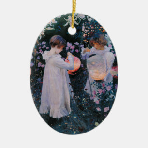 Carnation Lily Lily Rose John Singer Sargent Art Ceramic Tree Decoration