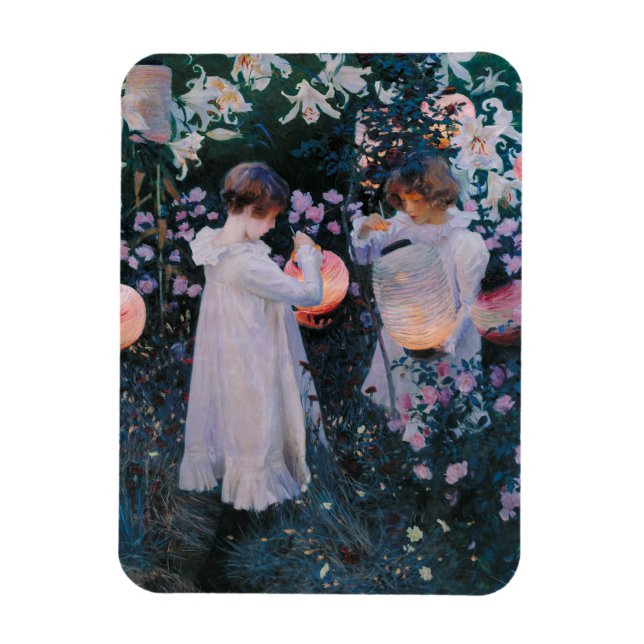 Carnation Lily Lily Rose John Singer Sargent Art Magnet (Vertical)