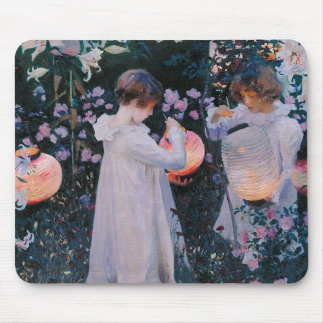 Carnation Lily Lily Rose John Singer Sargent Art Mouse Mat (Front)