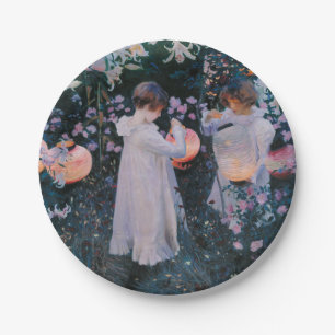 Carnation Lily Lily Rose John Singer Sargent Art Paper Plate