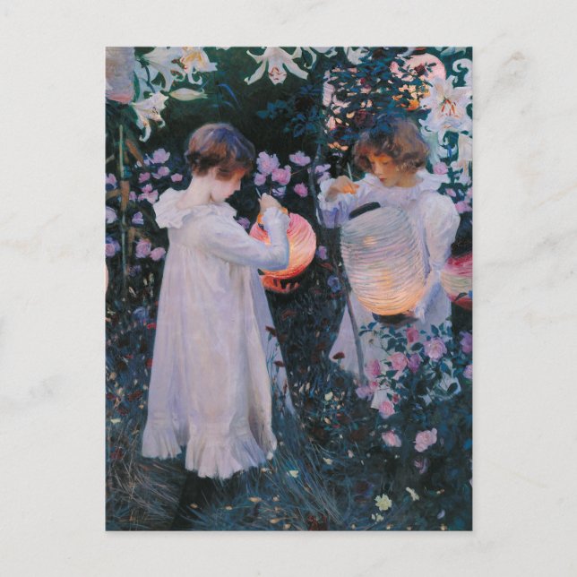 Carnation Lily Lily Rose John Singer Sargent Art Postcard (Front)