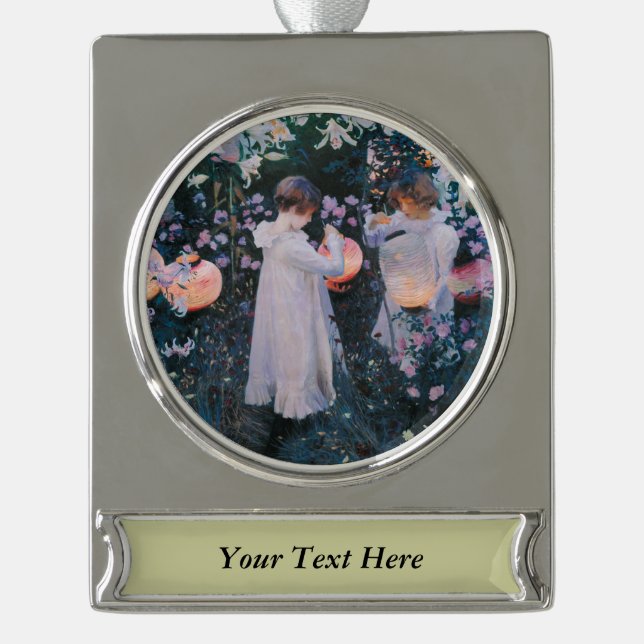 Carnation Lily Lily Rose John Singer Sargent Art Silver Plated Banner Ornament (Front)