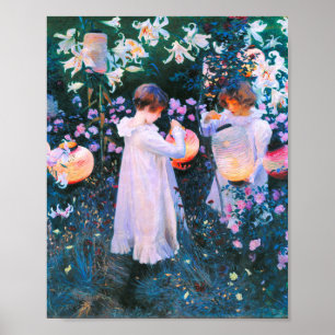 Carnation, Lily, Rose Painting by John Singent Poster