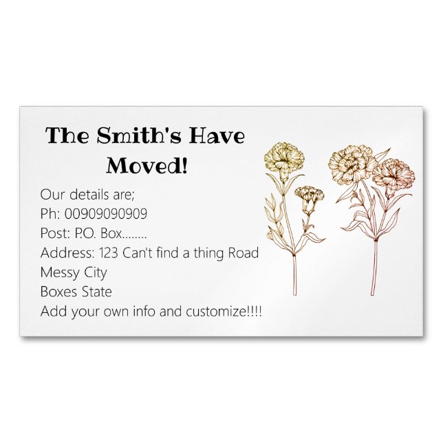 Carnation New Details Magnetic Business Card (Front)