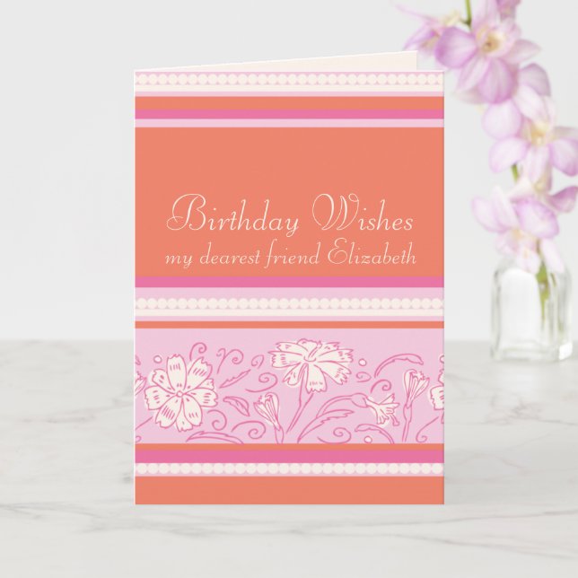 Carnation orange and pink friends birthday card (Orchid)