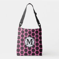 Carnation Pink and Black Monogram Pickleball Cross