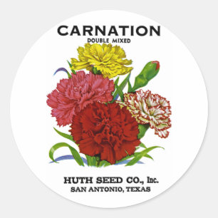 Carnation Vintage Seed Packet Classic Round Sticker