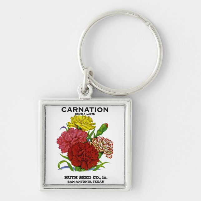 Carnation Vintage Seed Packet Key Ring (Front)