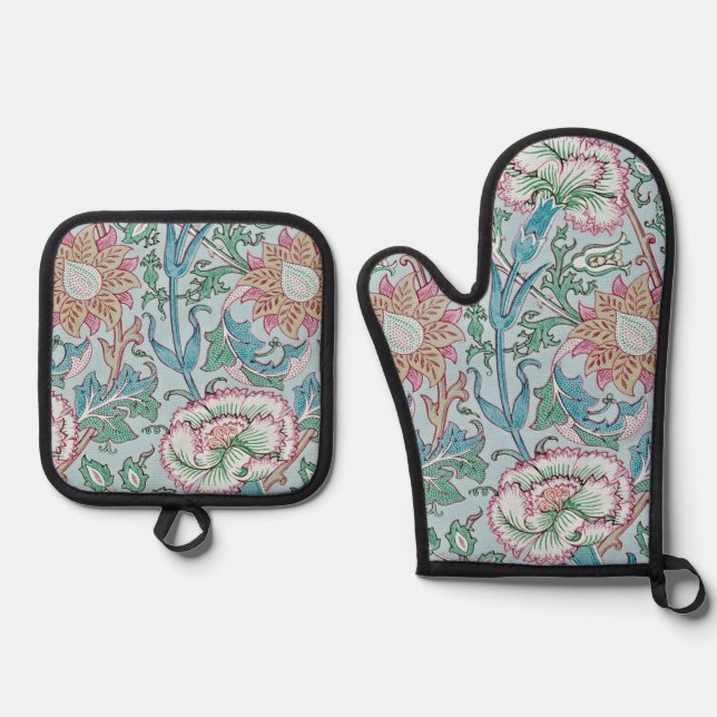 Carnation, William Morris Oven Mitt & Pot Holder Set (Front)