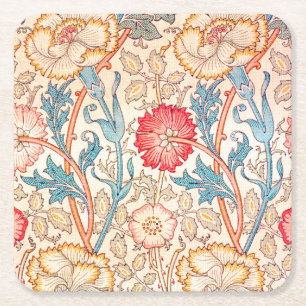 Carnation, William Morris Square Paper Coaster