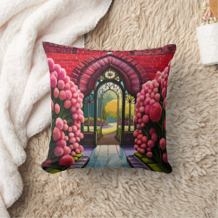 Carnations Adorn Gate: Welcome to Secret Garden Cushion