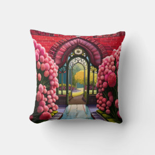Carnations Adorn Gate: Welcome to Secret Garden Cushion