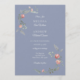 Carnations and Blue Wedding Invitation Suite