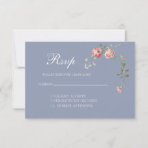 Carnations and Blue Wedding RSVP card