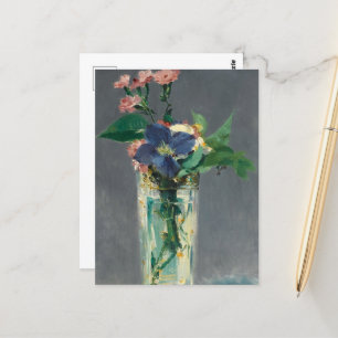 Carnations and Clematis in a Crystal Vase by Manet Postcard