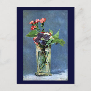 Carnations and Clematis in a Crystal Vase, Manet Postcard
