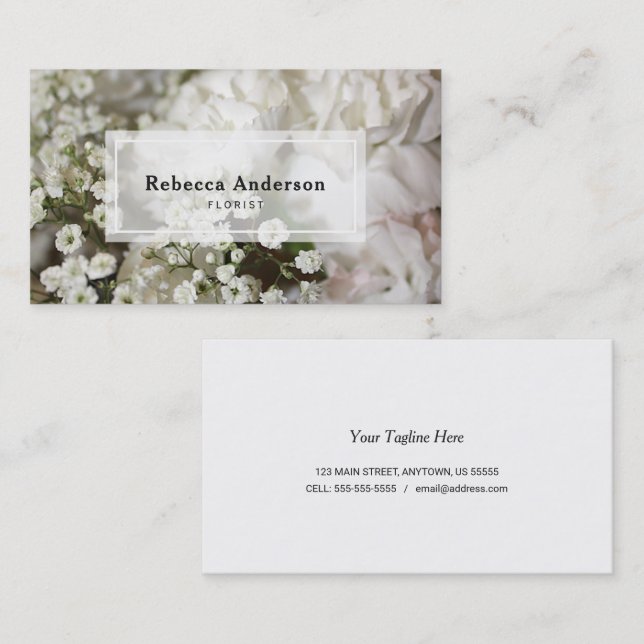 Carnations & Baby's Breath Photo Business Card (Front/Back)