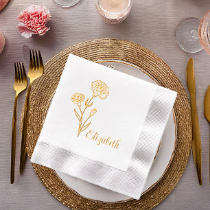 Carnations Floral Name  Foil Napkins