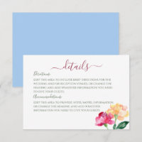 Carnations & Forget Me Nots Wedding Details