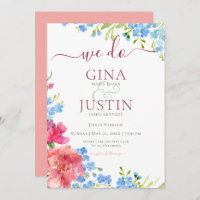 Carnations & Forget Me Nots Wedding Invitation