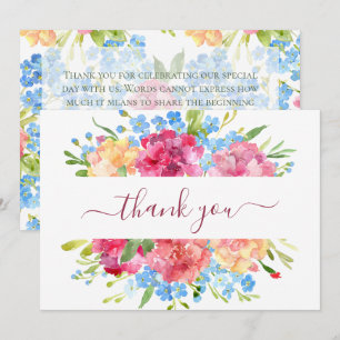 Carnations & Forget Me Nots Wedding Thank You Card