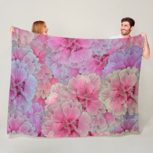 Carnations in vintage style fleece blanket