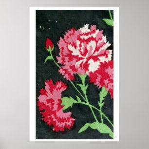 Carnations Matchbox Art Print, Gabonese Vintage Poster