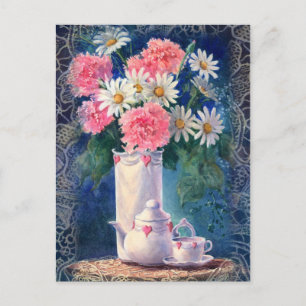 CARNATIONS & OLD LACE by SHARON SHARPE Postcard